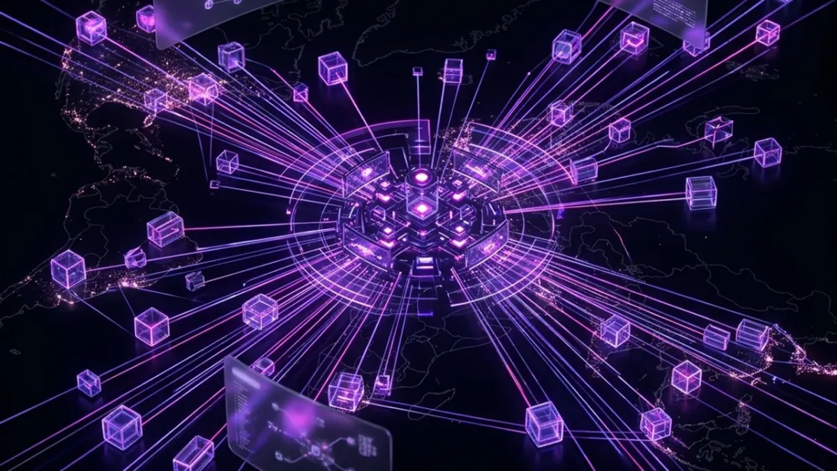 Схема работы сети доставки контента (CDN): серверы распределены по карте мира